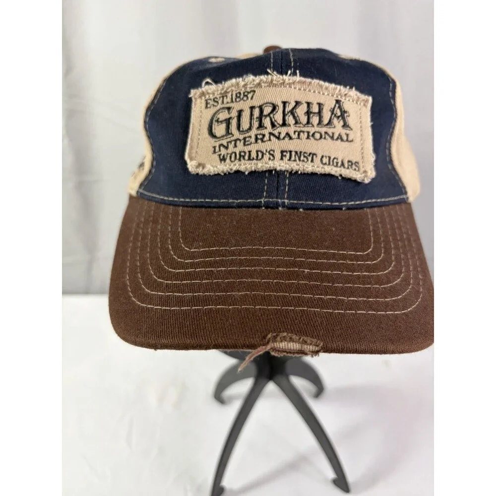 Gurkha Cigar Hat With Blue/Brown Adjustable Distressed Very Nice